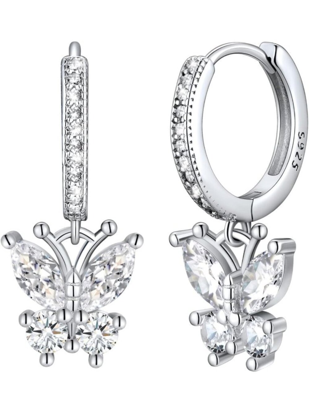 Sterling Silver Butterfly Birthstone Earrings for Women | Elegant Jewelry Gift